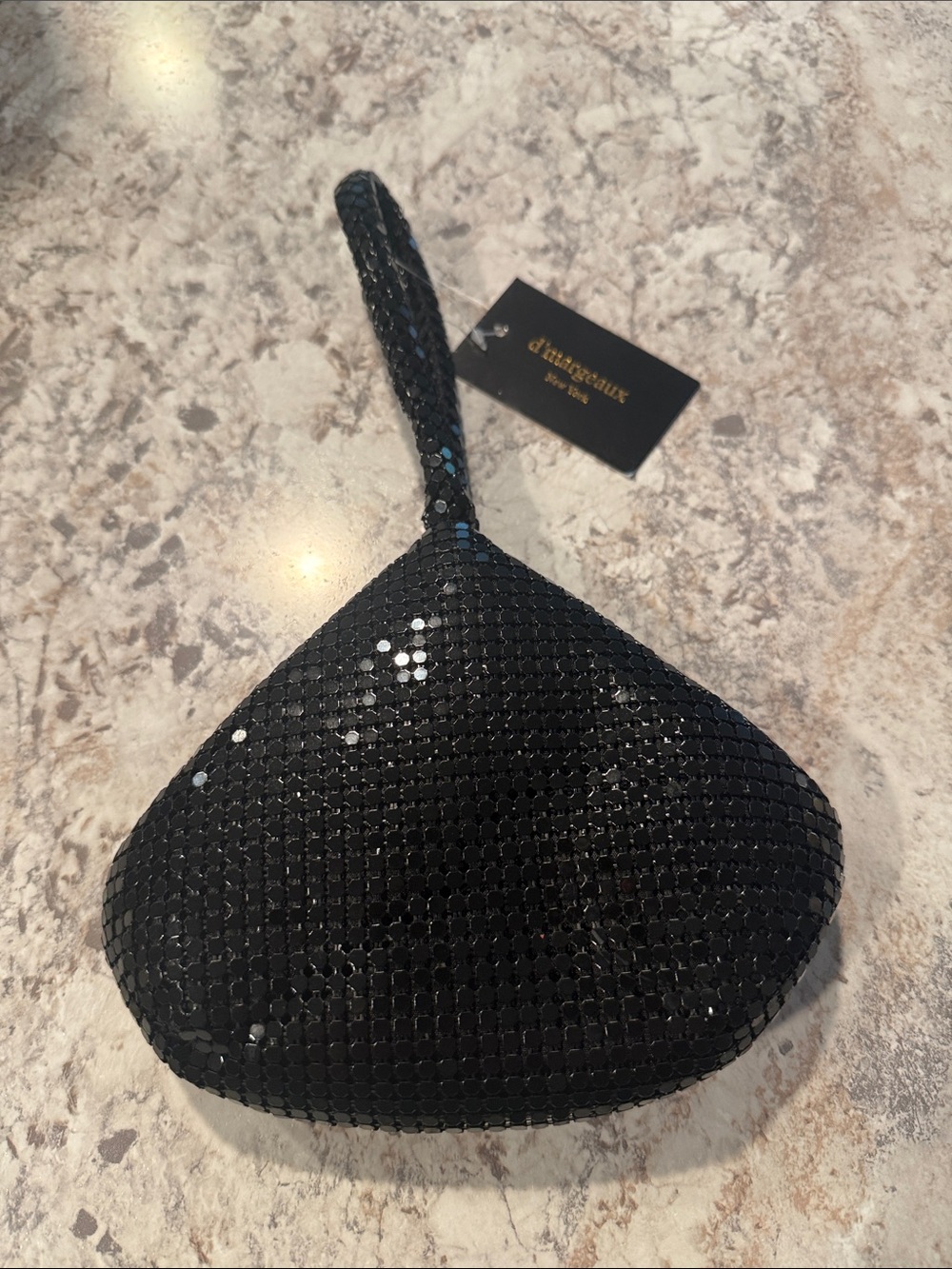 d'argeaux Black Sequin Wristlet Clutch